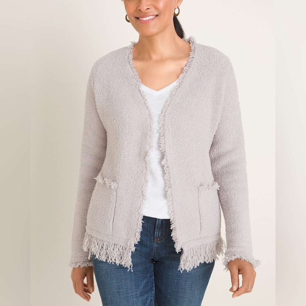 Barefoot Dreams Almond CozyChic Fringe Jacket Size XS - Picture 2 of 13